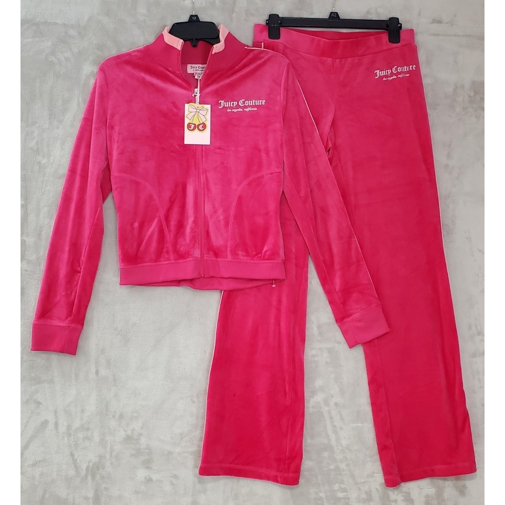 Juicy‎ Couture Velour Tracksuit Size M Retro Vixen Pink Flamingo Full Zip NWT